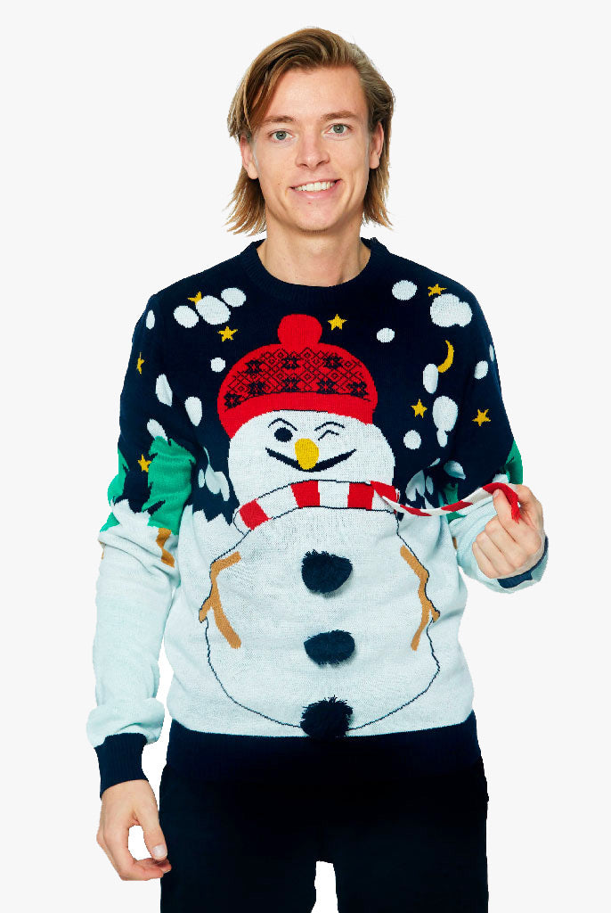 Christmas Jumper with 3D Snowman Mens