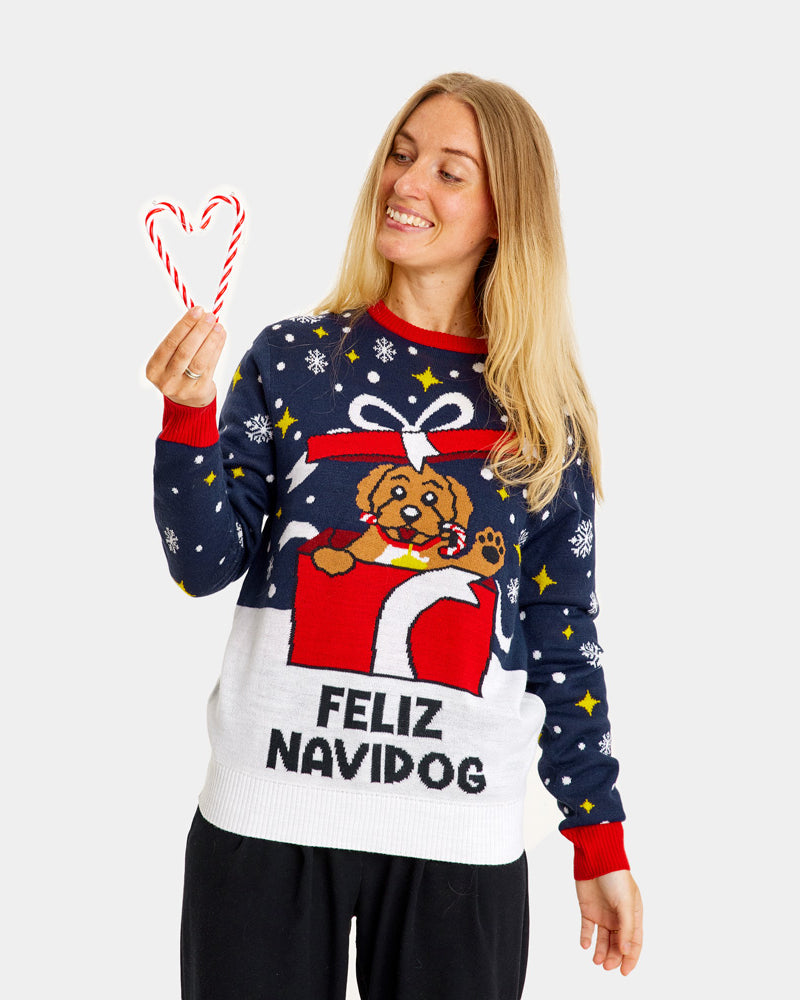 Christmas Jumper Feliz Navidog Womens