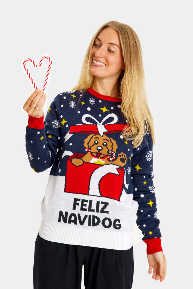 Christmas Jumper Feliz Navidog Womens