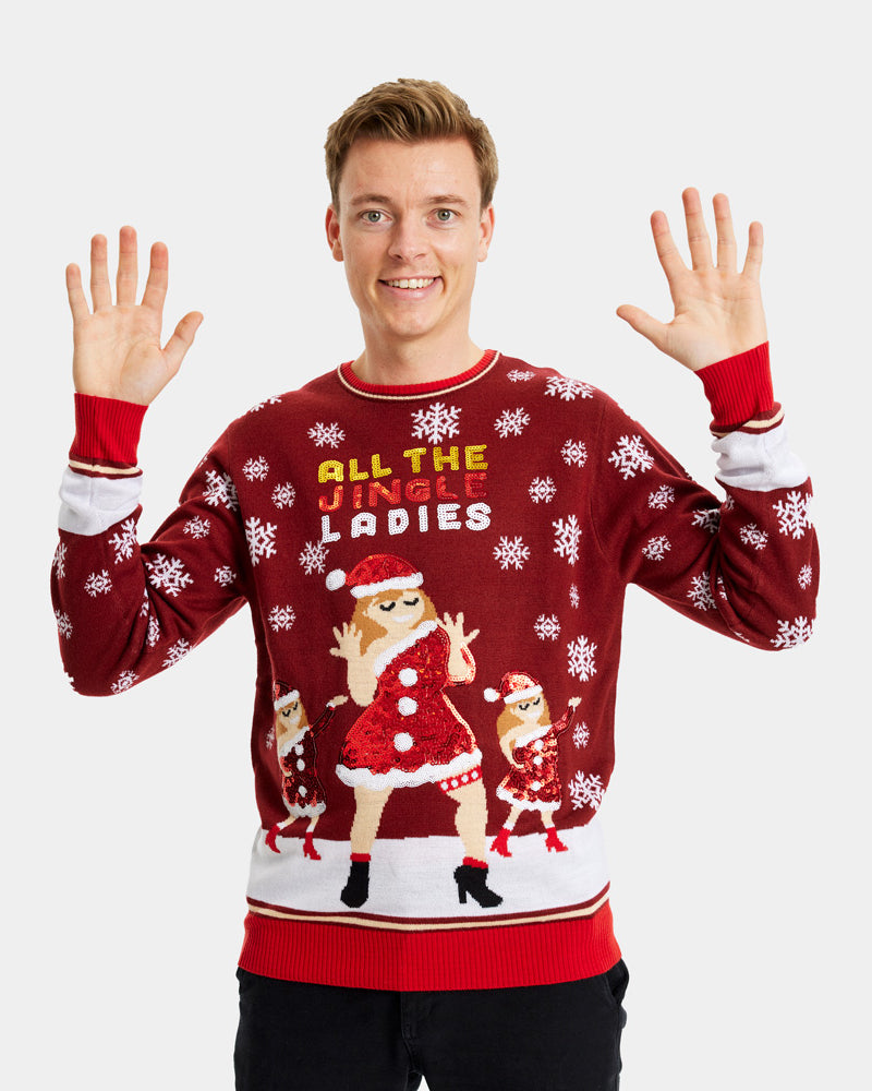 Christmas Jumper Jingle Ladies with Sequins Mens