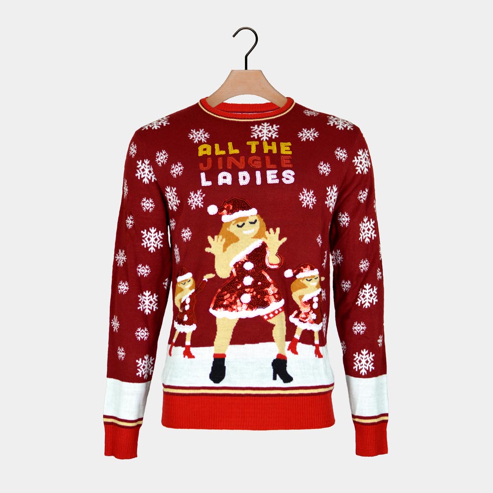 Jingle Ladies Christmas Jumper with Sequins Christmas Jumper Shop