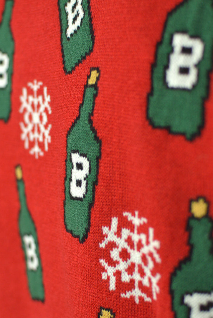 Christmas Jumper with Reindeer + Beer Opener Detail Snow
