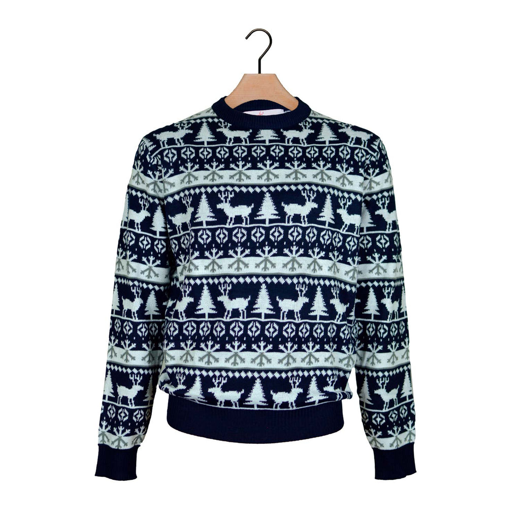 Christmas Jumper with Reindeers and Trees Strips