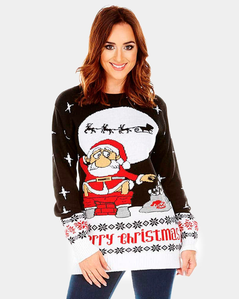 Christmas Jumper with Santa Downloading Womens