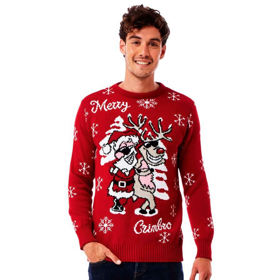 Christmas Jumper Santa and Reindeer with Sunglasses Mens