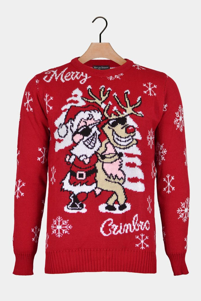 Christmas Jumper Santa and Reindeer with Sunglasses