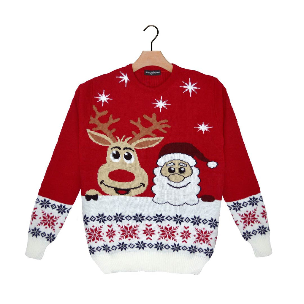 Christmas Jumper with Santa and Rudolph Smiling 2021