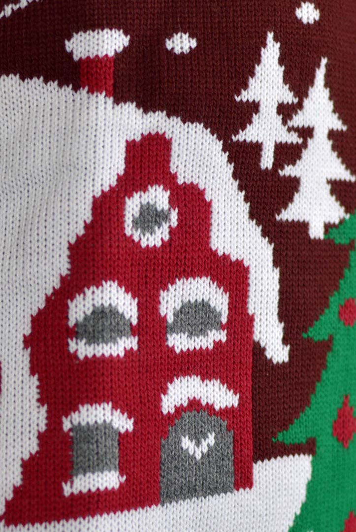 Christmas Jumper Santa on Sleigh and Christmas Tree Detail