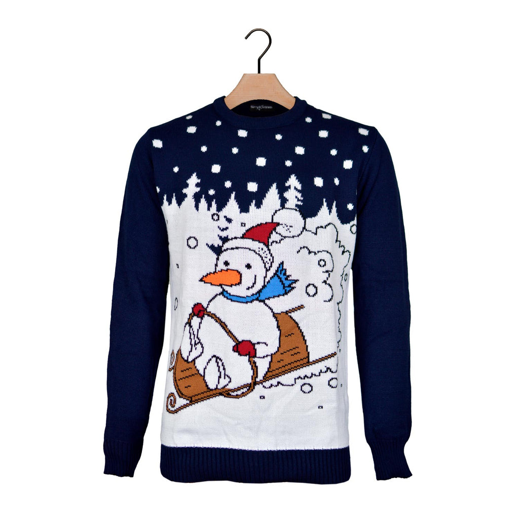 Christmas Jumper with Snowman on Sledge
