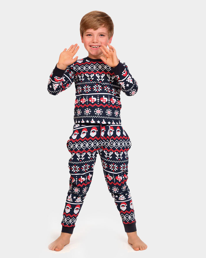 Christmas Pyjama for Family with Santa, Reindeers and Hearts Kids