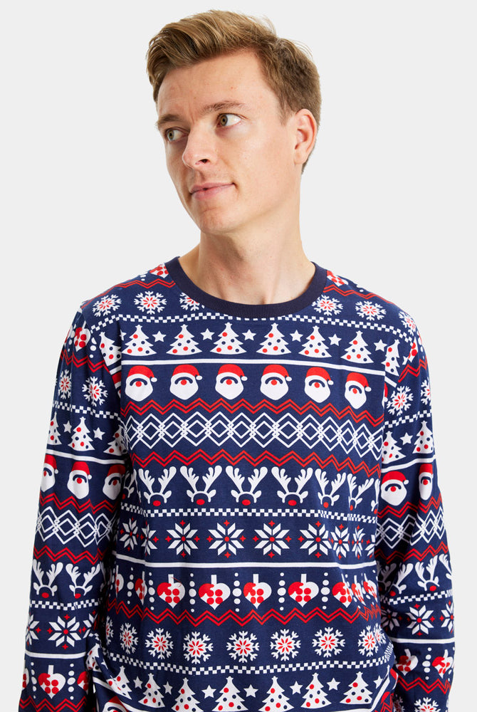 Christmas Pyjama for Family with Santa, Reindeers and Hearts Mens