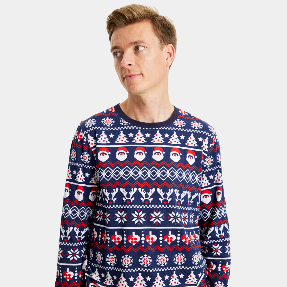Christmas Pyjama for Family with Santa, Reindeers and Hearts Mens