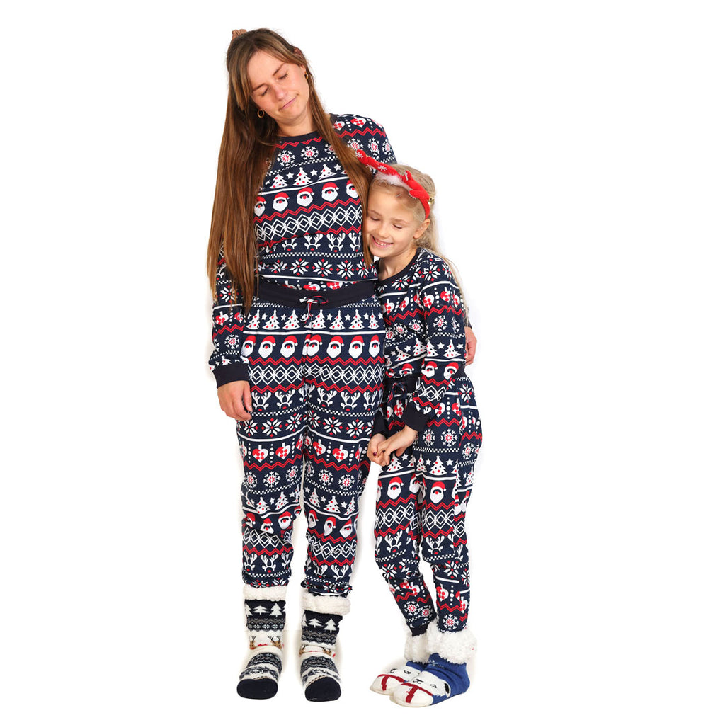 Christmas Pyjama for Family with Santa, Reindeers and Hearts