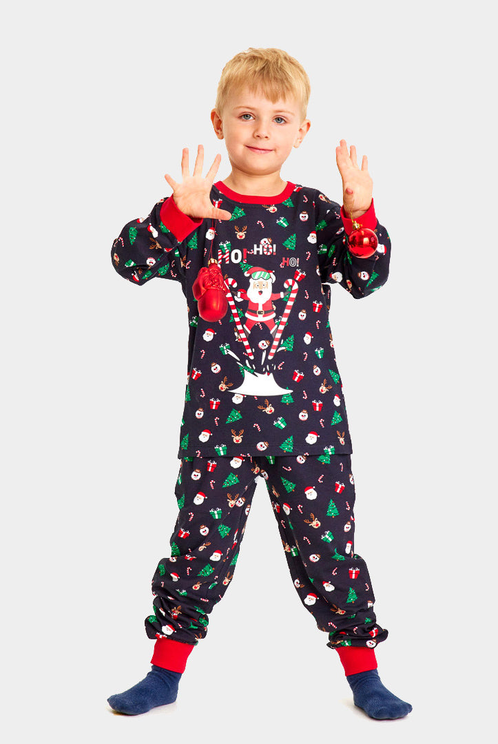 Christmas Pyjama for Family with Skiing Santa Kids