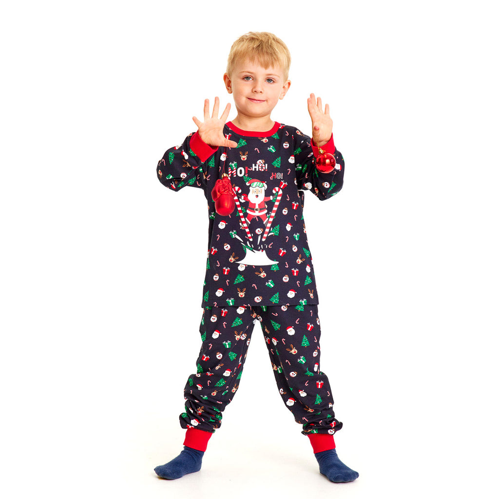 Christmas Pyjama for Family with Skiing Santa Kids