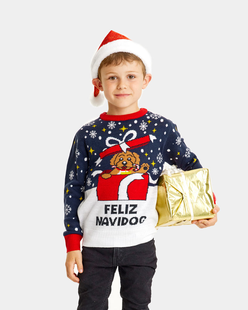 Family Christmas Jumper Feliz Navidog Kids