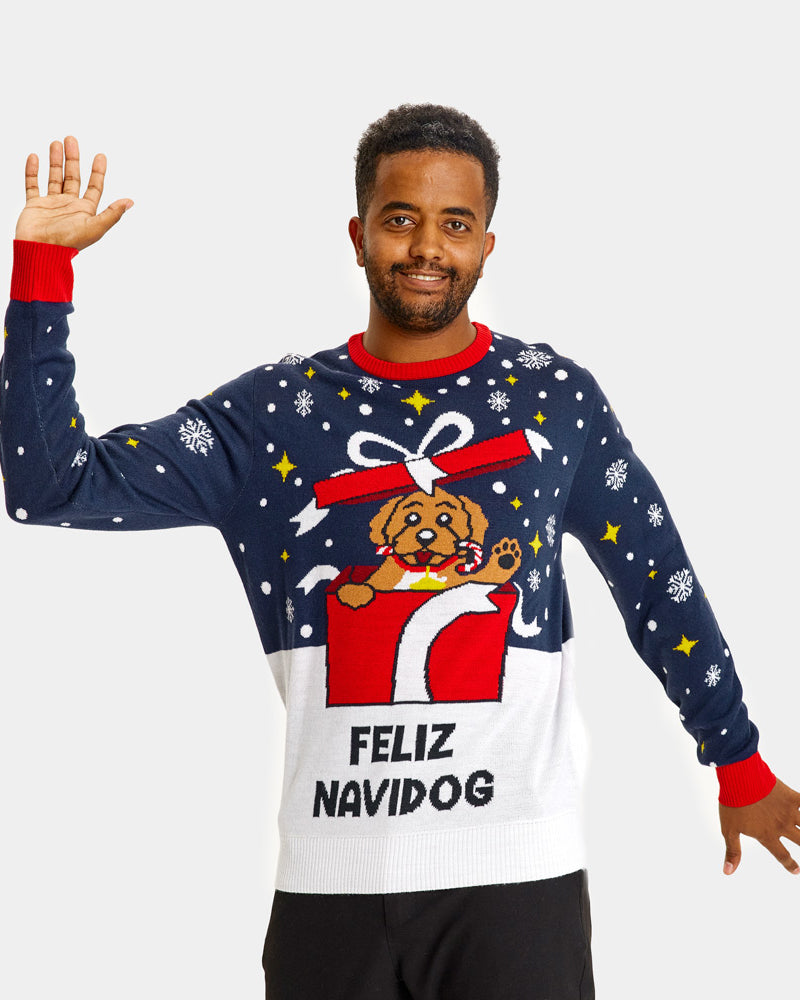 Family Christmas Jumper Feliz Navidog Mens
