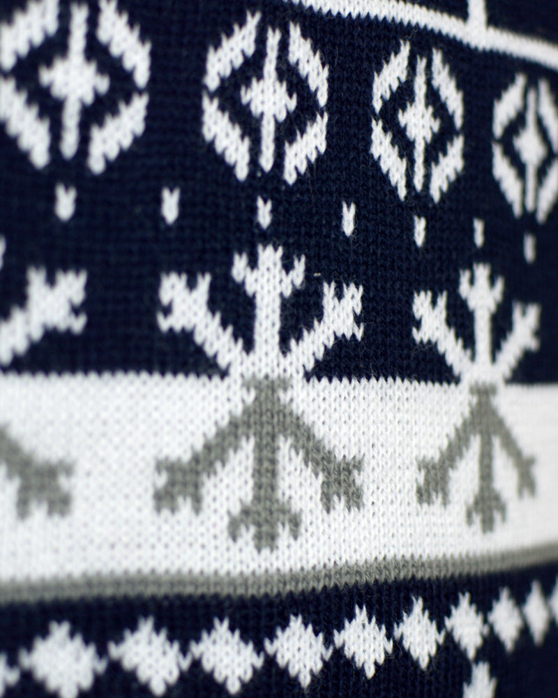 Family Christmas Jumper with Reindeers and Trees Strips Detail