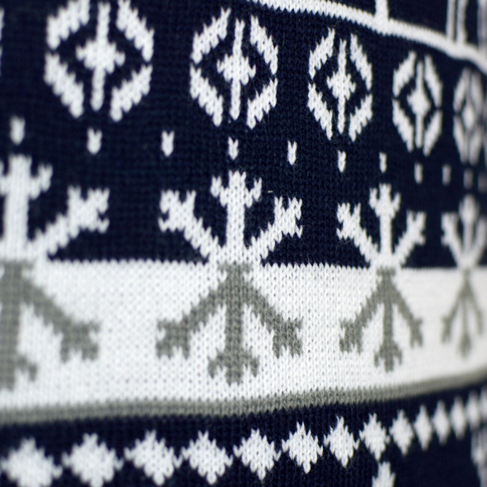 Family Christmas Jumper with Reindeers and Trees Strips Detail