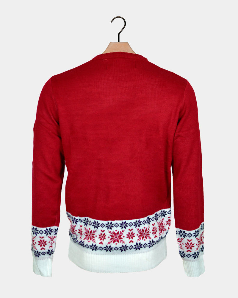Family Christmas Jumper with Santa and Rudolph Smiling Back