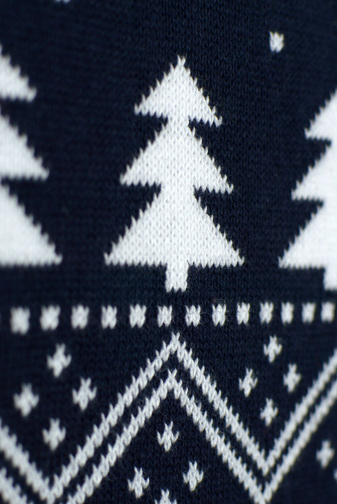 Family Christmas Jumper with Trees, Snowmens and Santa Detail Snow