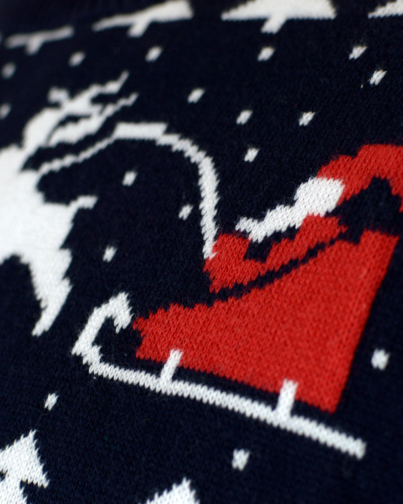 Organic Cotton Family Christmas Jumper with Trees, Snowmens and Santa Detail