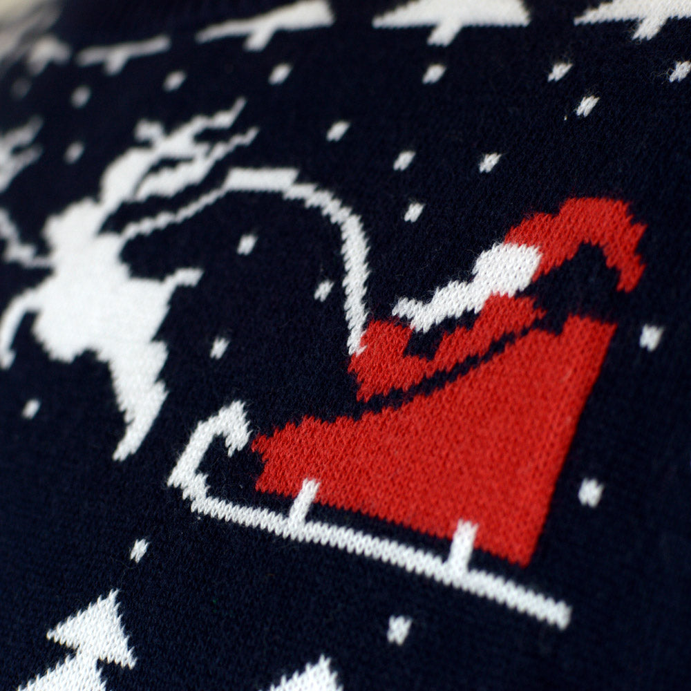 Organic Cotton Family Christmas Jumper with Trees, Snowmens and Santa Detail