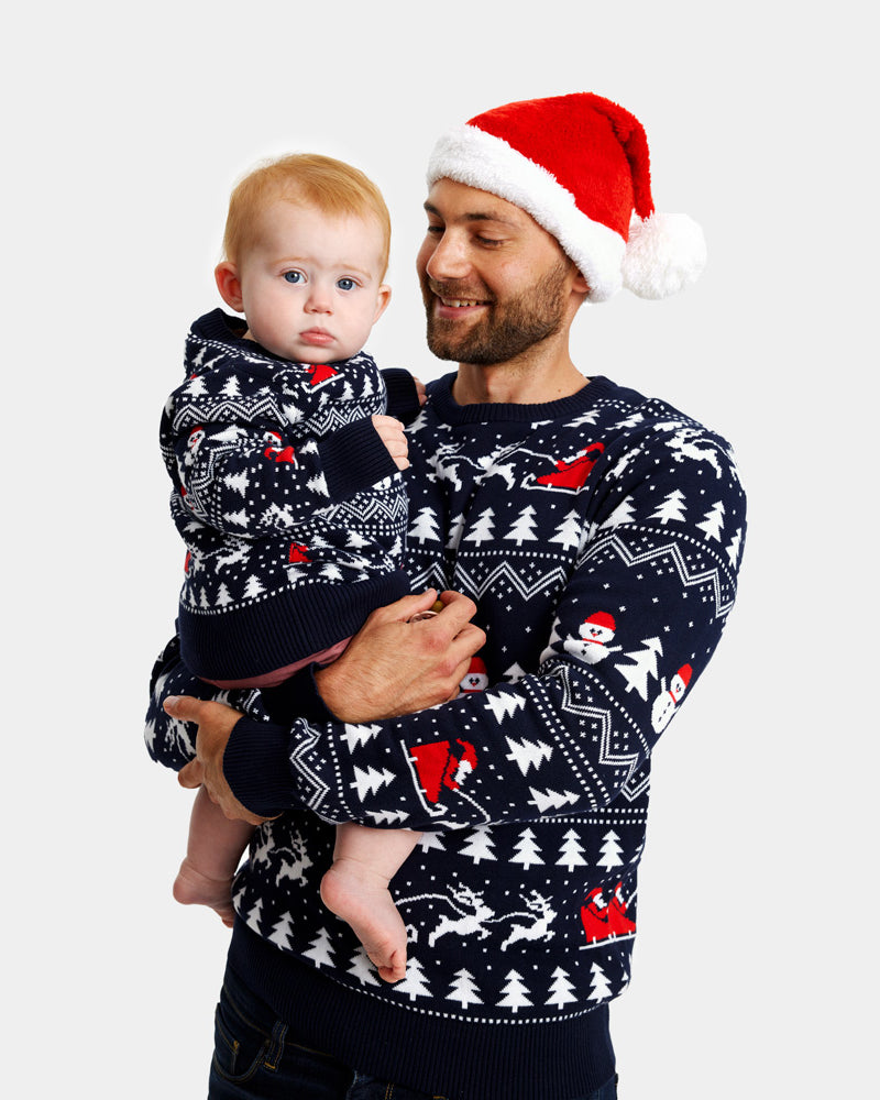 Family Christmas Jumper with Trees, Snowmens and Santa
