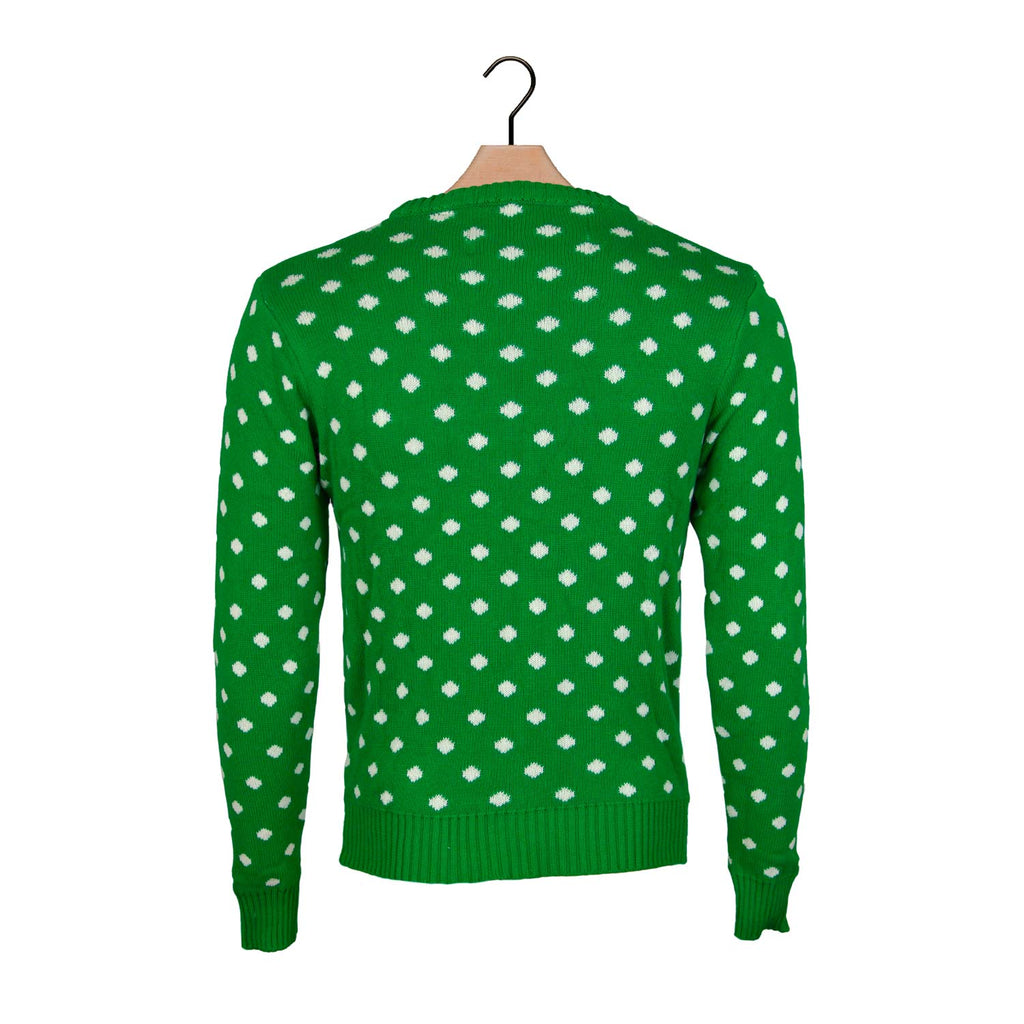 Green 3D Boys and Girls Christmas Jumper Reindeer with Santa's hat Back