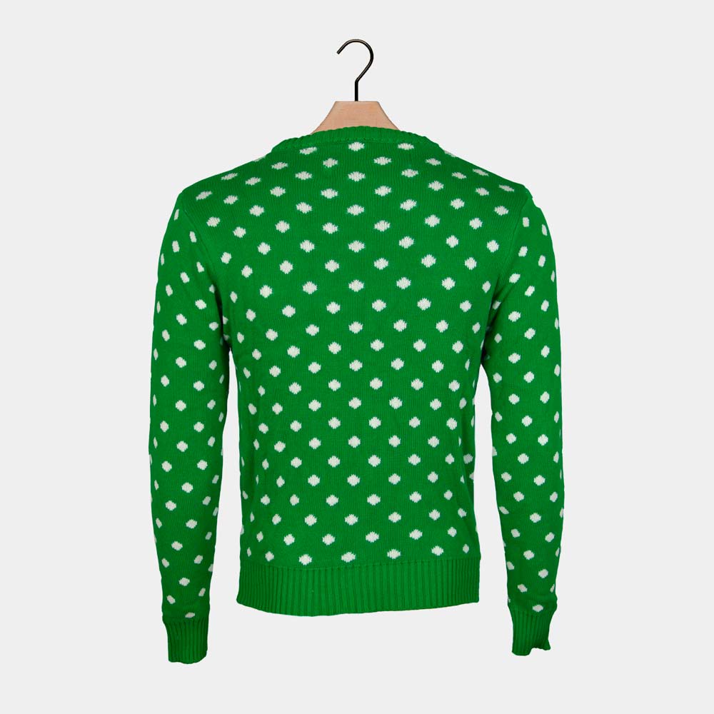 Green 3D Christmas Jumper Reindeer with Santa's hat Back