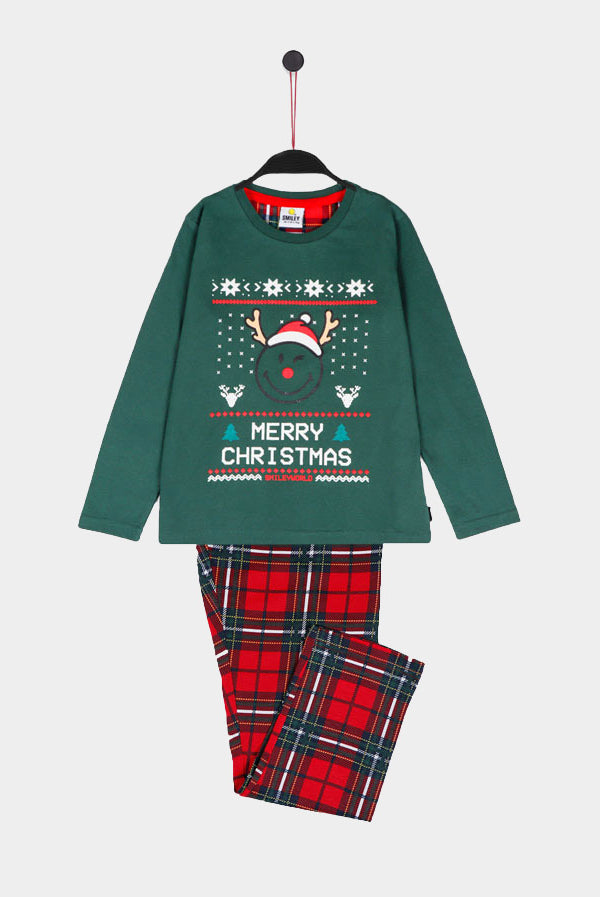 Green Boys Christmas Pyjama Smile