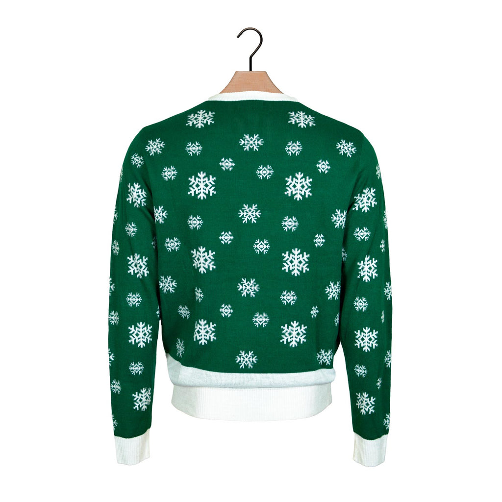 Green Boys and Girls Christmas Jumper Holly Jolly with Sequins Back