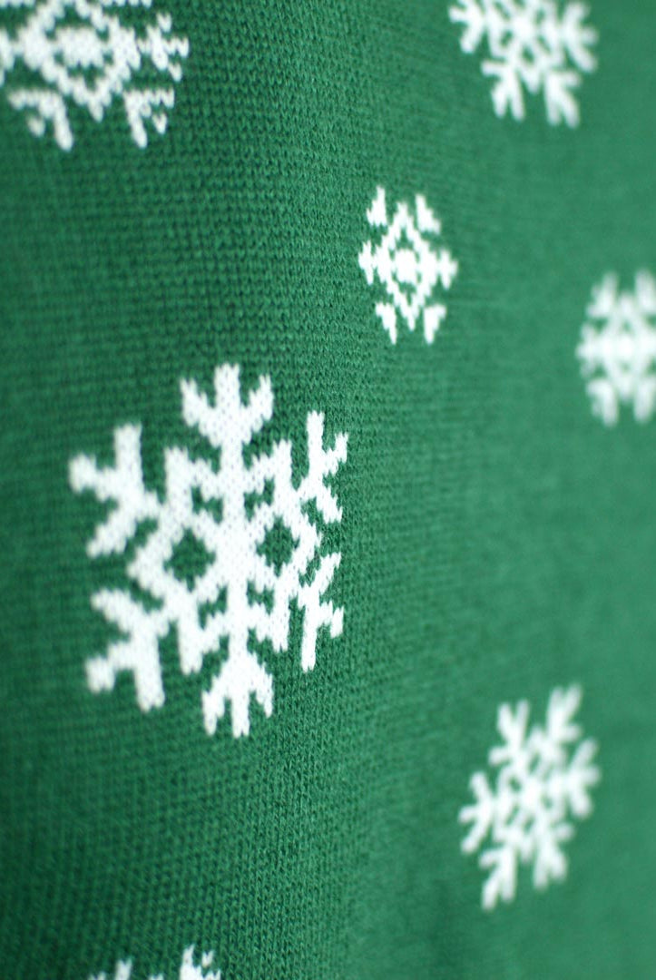 Green Boys and Girls Christmas Jumper Holly Jolly with Sequins Detail Snow