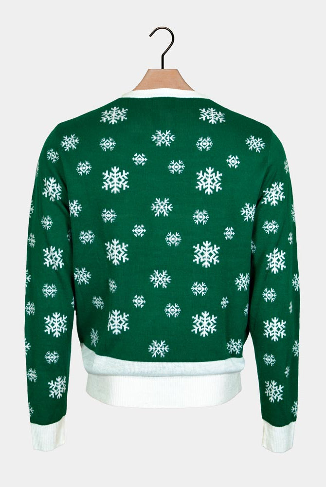 Green Family Christmas Jumper Holly Jolly with Sequins Back