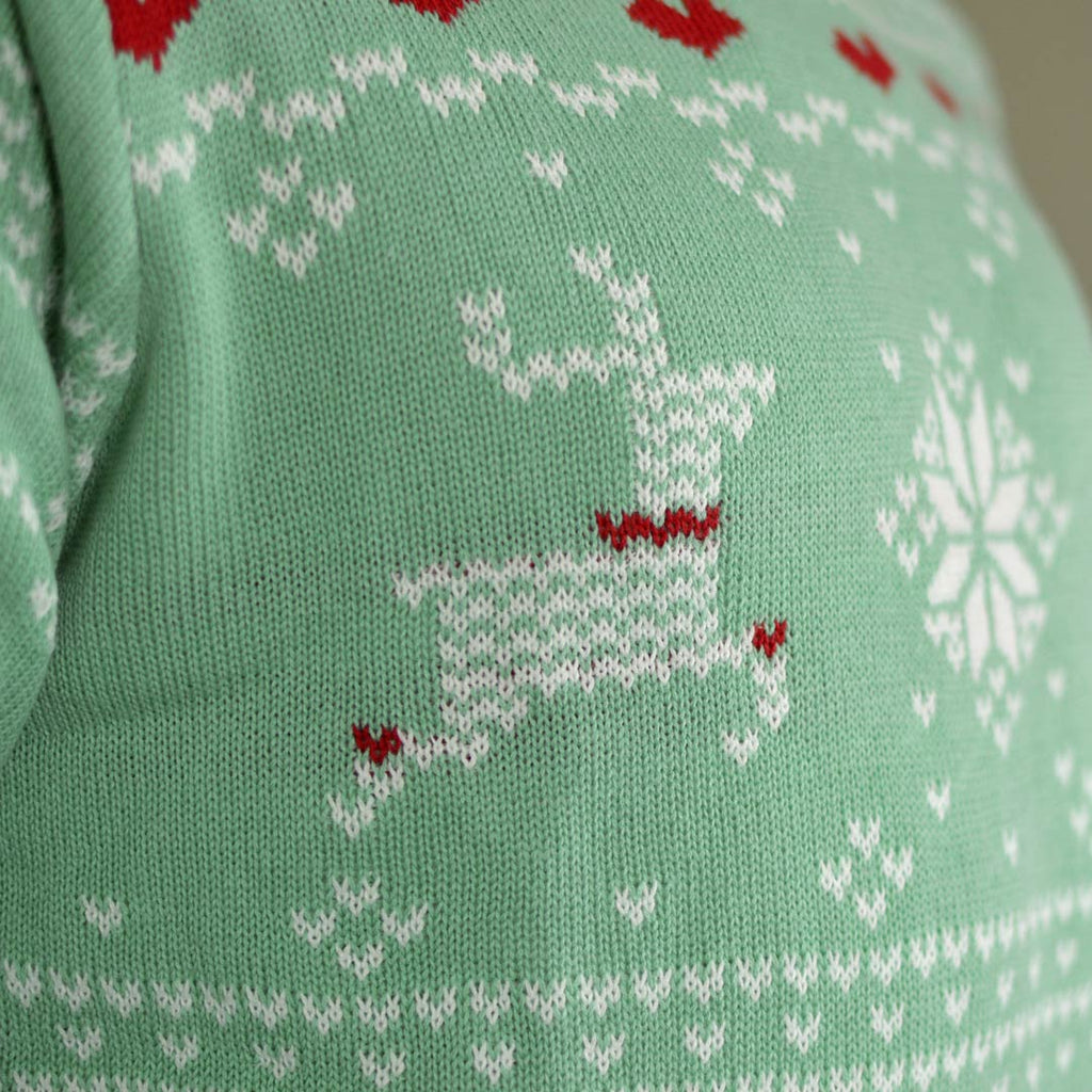 Green Sweet Boys and Girls Christmas Jumper Detail Reindeer