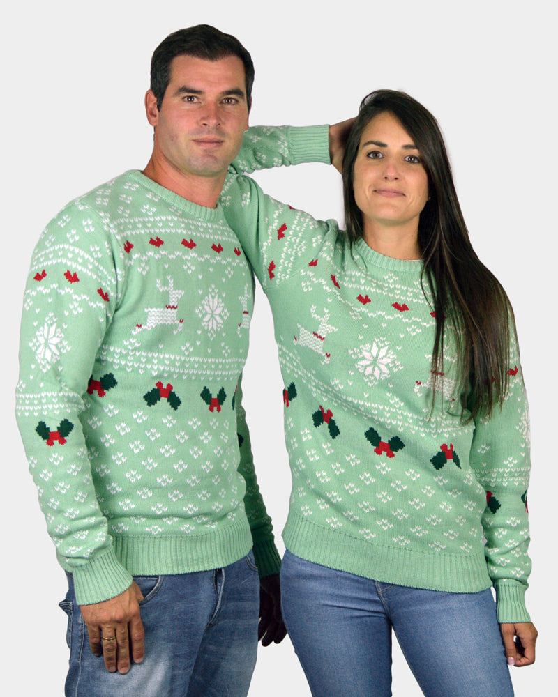 Green Sweet Family Christmas Jumper couple