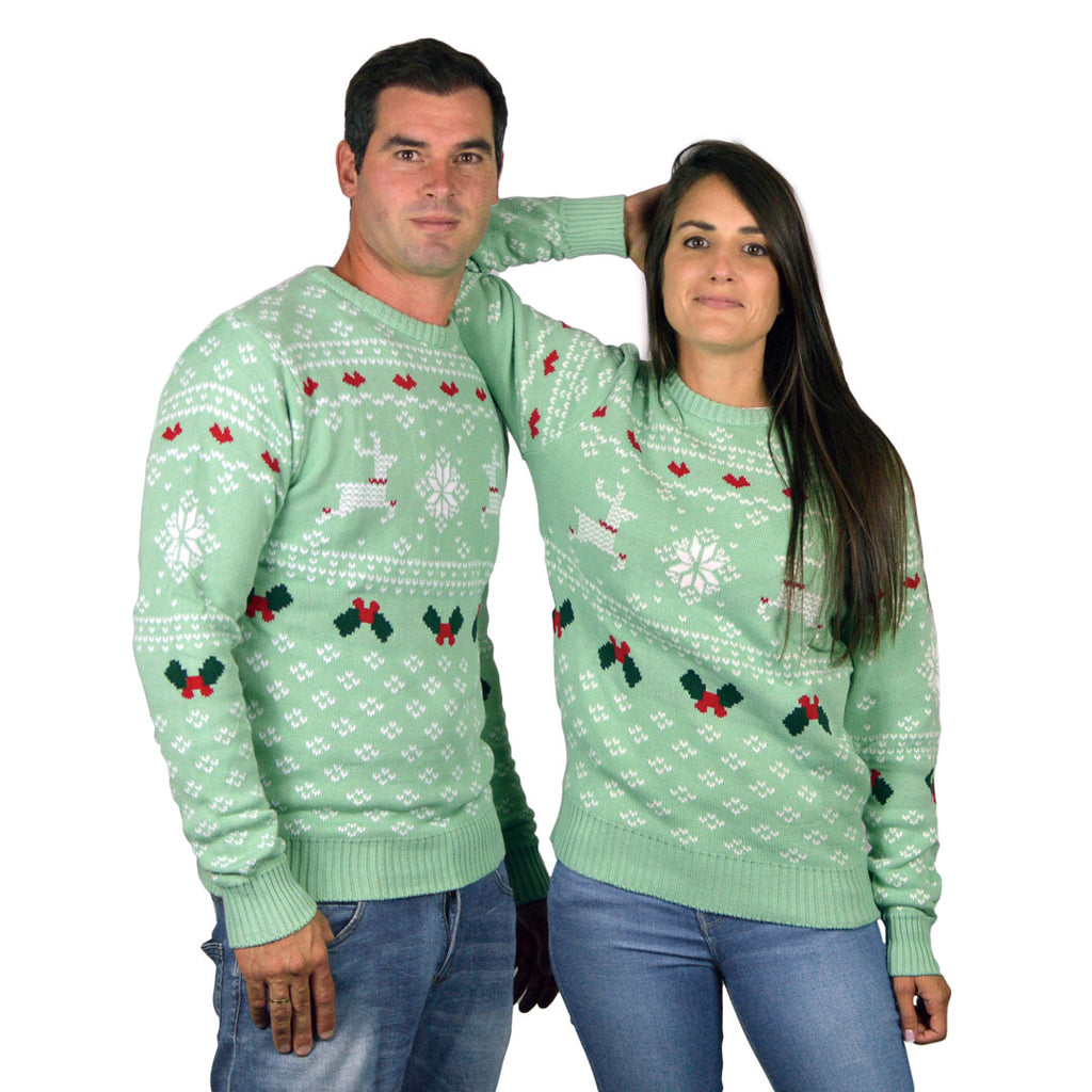 Green Sweet Family Christmas Jumper couple