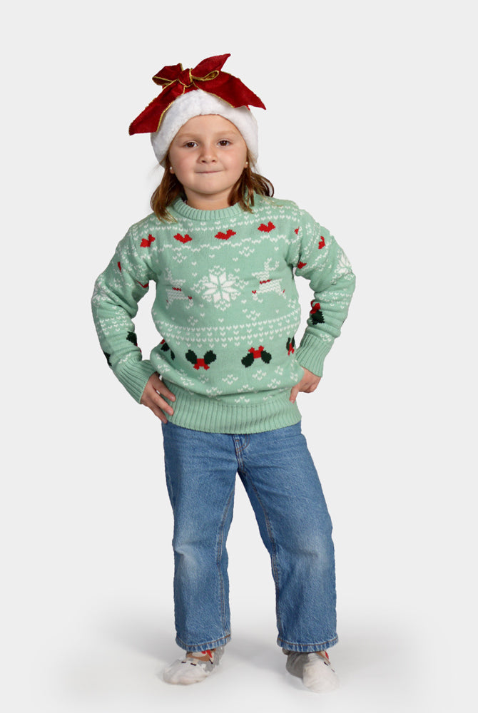Green Sweet Family Christmas Jumper Kids