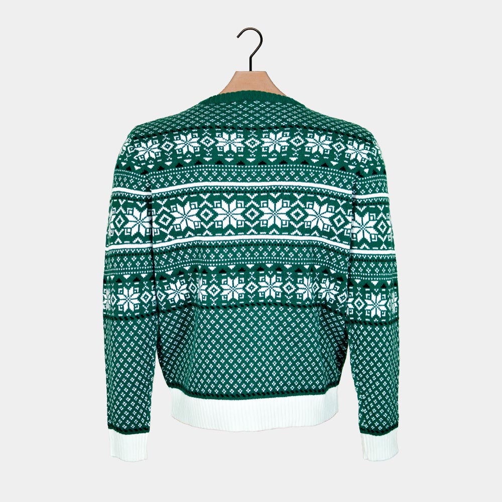Green and White Classic Elegant Christmas Jumper Back