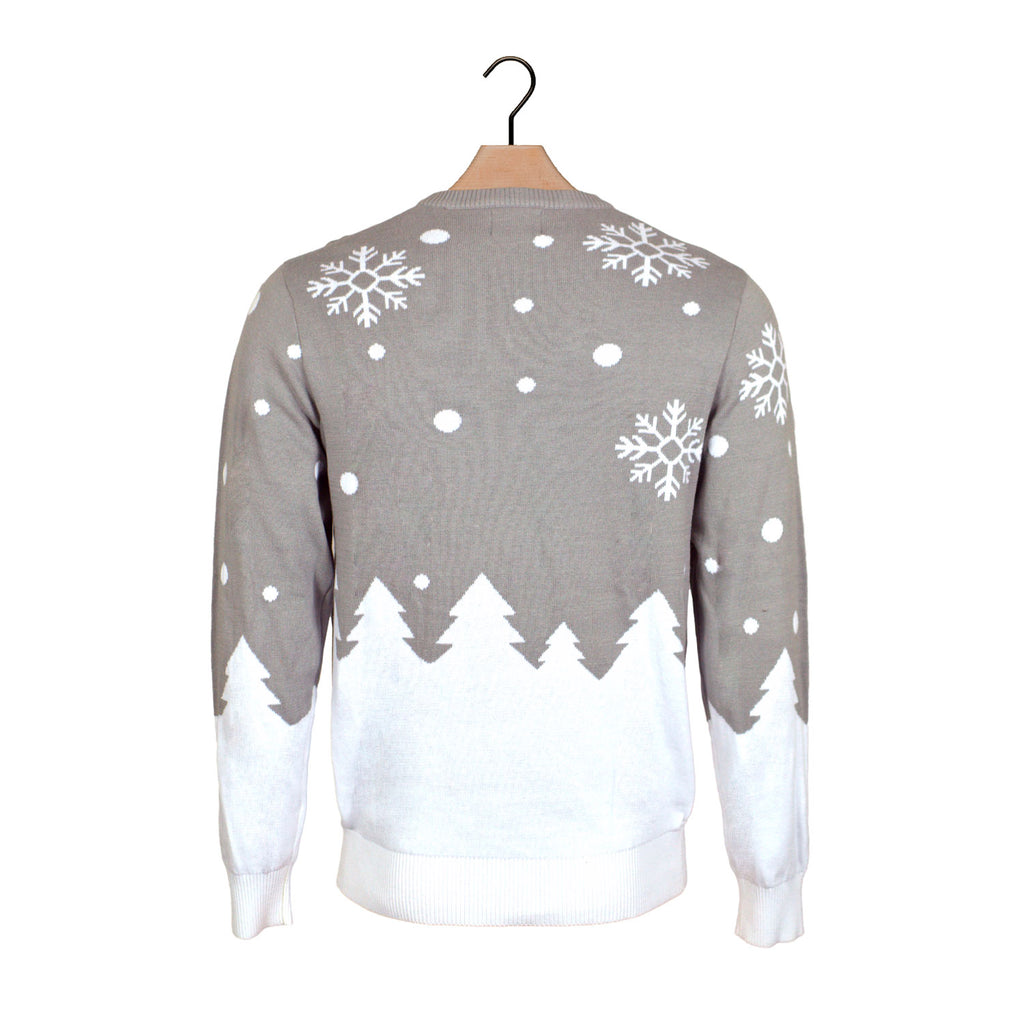 Grey Organic Cotton Boys and Girls Christmas Jumper with Cute Reindeers Back
