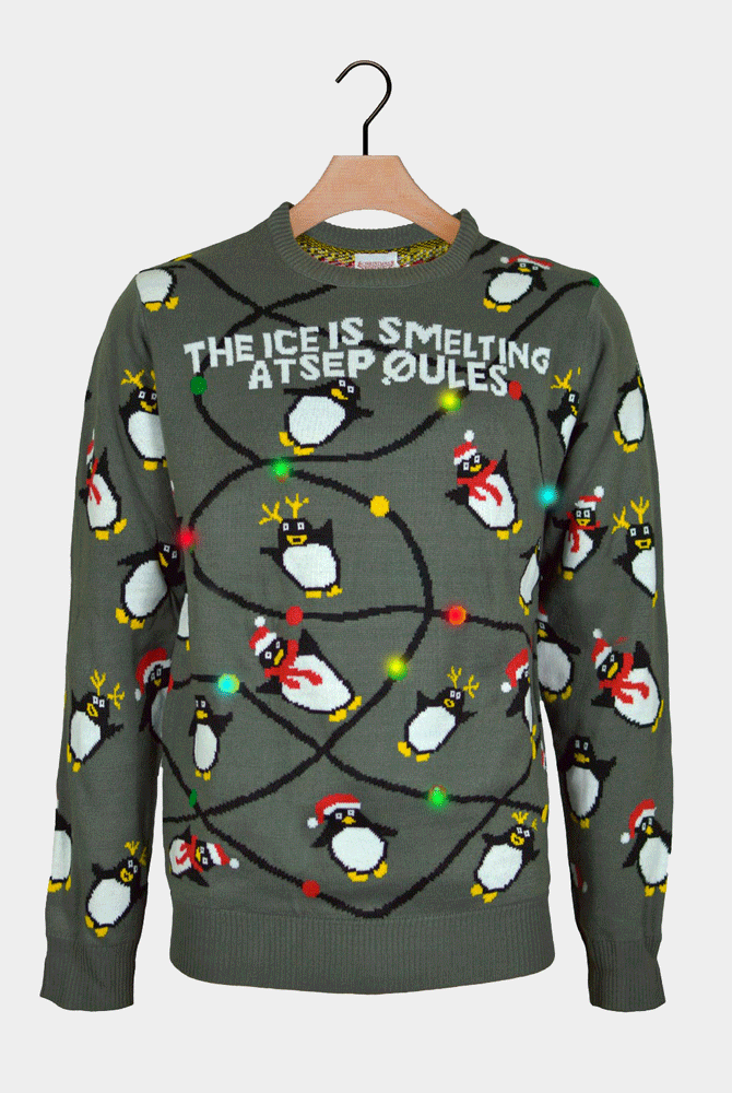 LED light-up Boys and Girls Christmas Jumper with Penguins