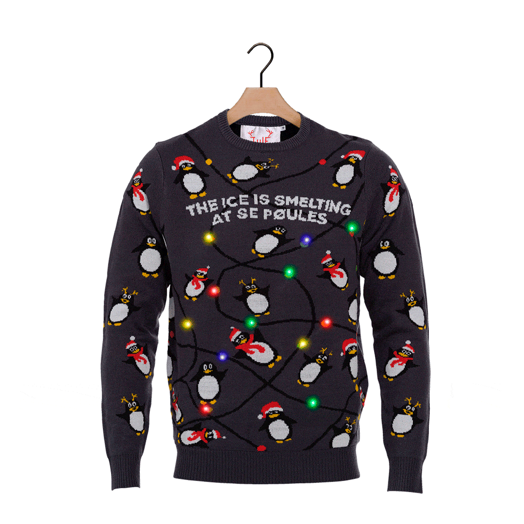 LED light-up Boys and Girls Christmas Jumper with Penguins