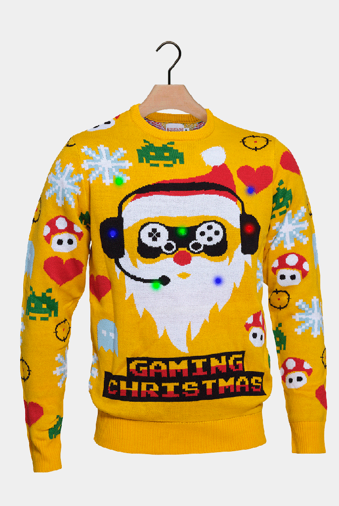 LED light-up Boys and Girls Christmas Jumper Santa Gamer