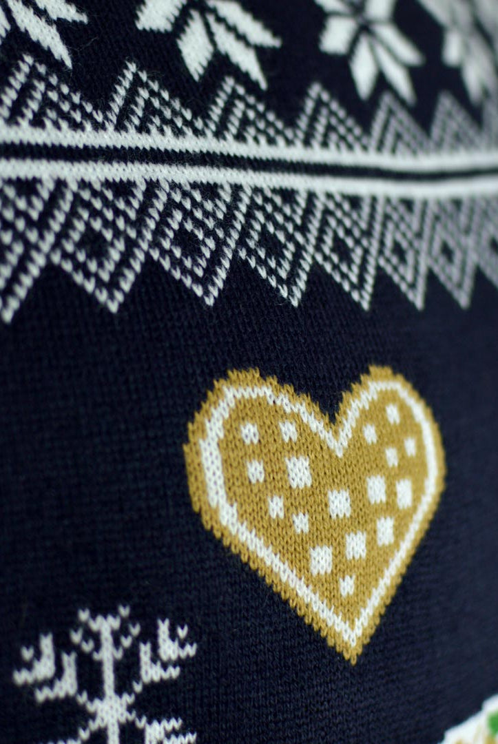 LED light-up Christmas Jumper with Gingerbread House detail Snow