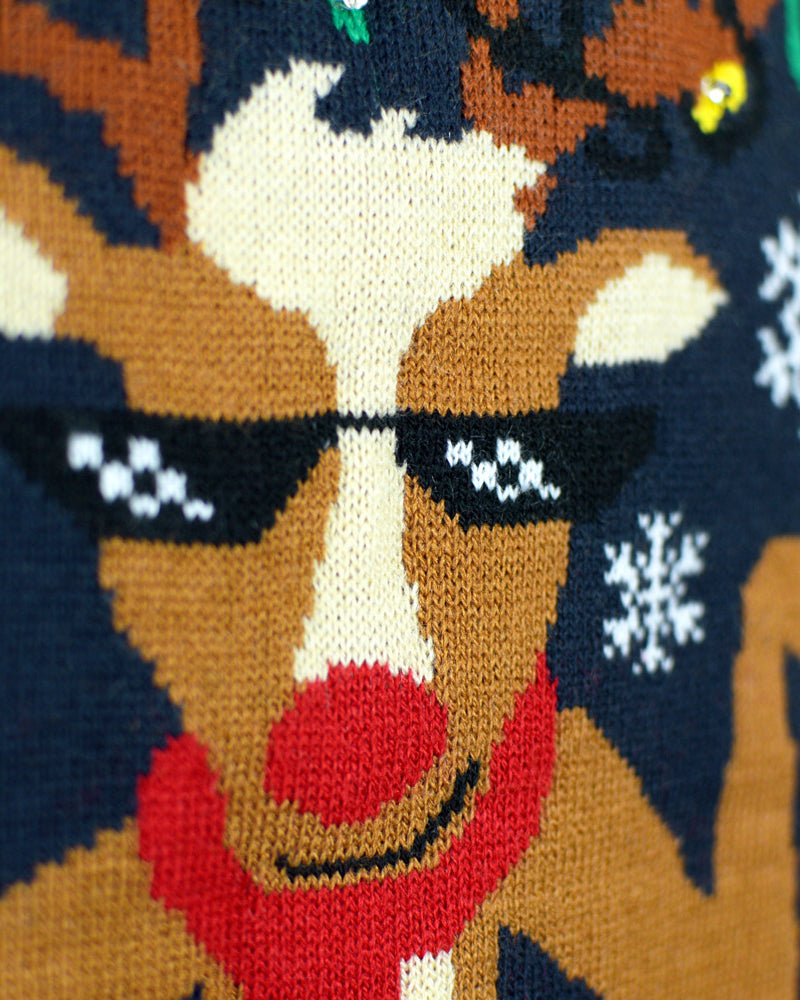 LED light-up Christmas Jumper Jingle Bells Detail