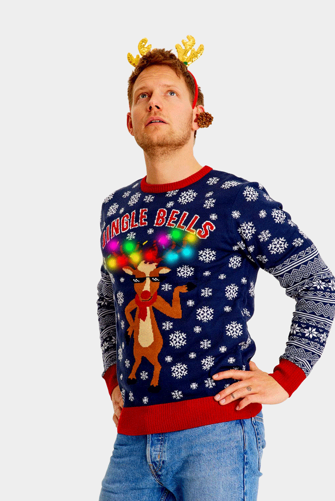 LED light-up Christmas Jumper Jingle Bells Mens