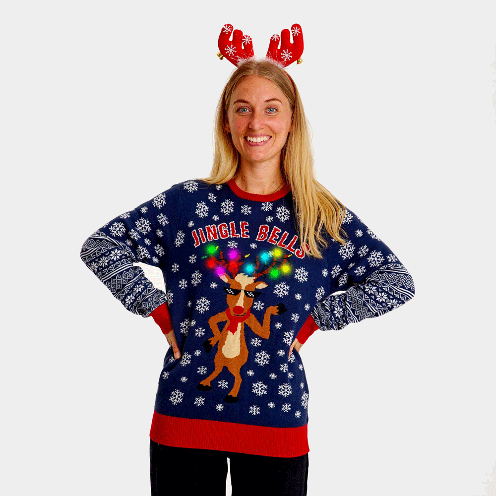 LED light up Womens Christmas Jumper Jingle Bells Christmas Jumper Shop