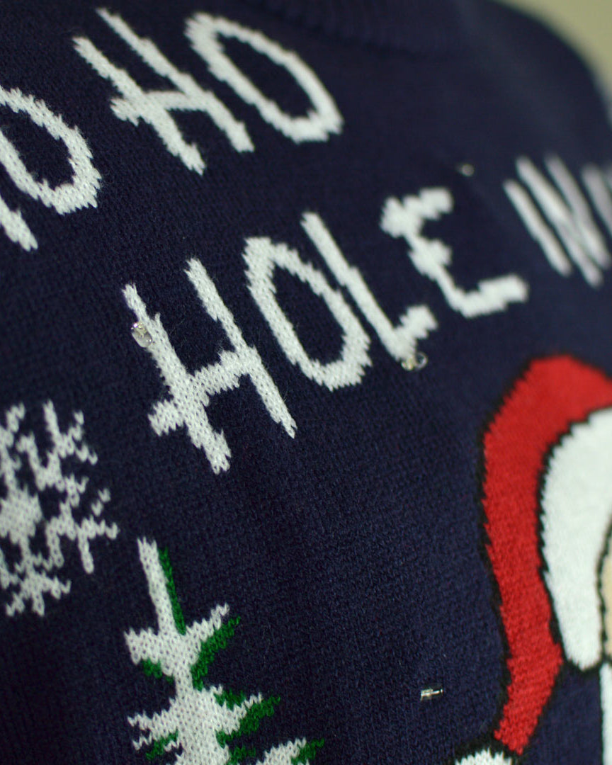 LED light-up Christmas Jumper with Santa playing Golf Detail Snow