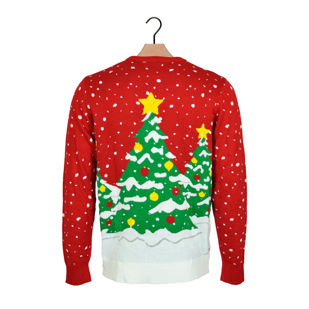 LED light-up Christmas Jumper with Tree, House and Snow Back