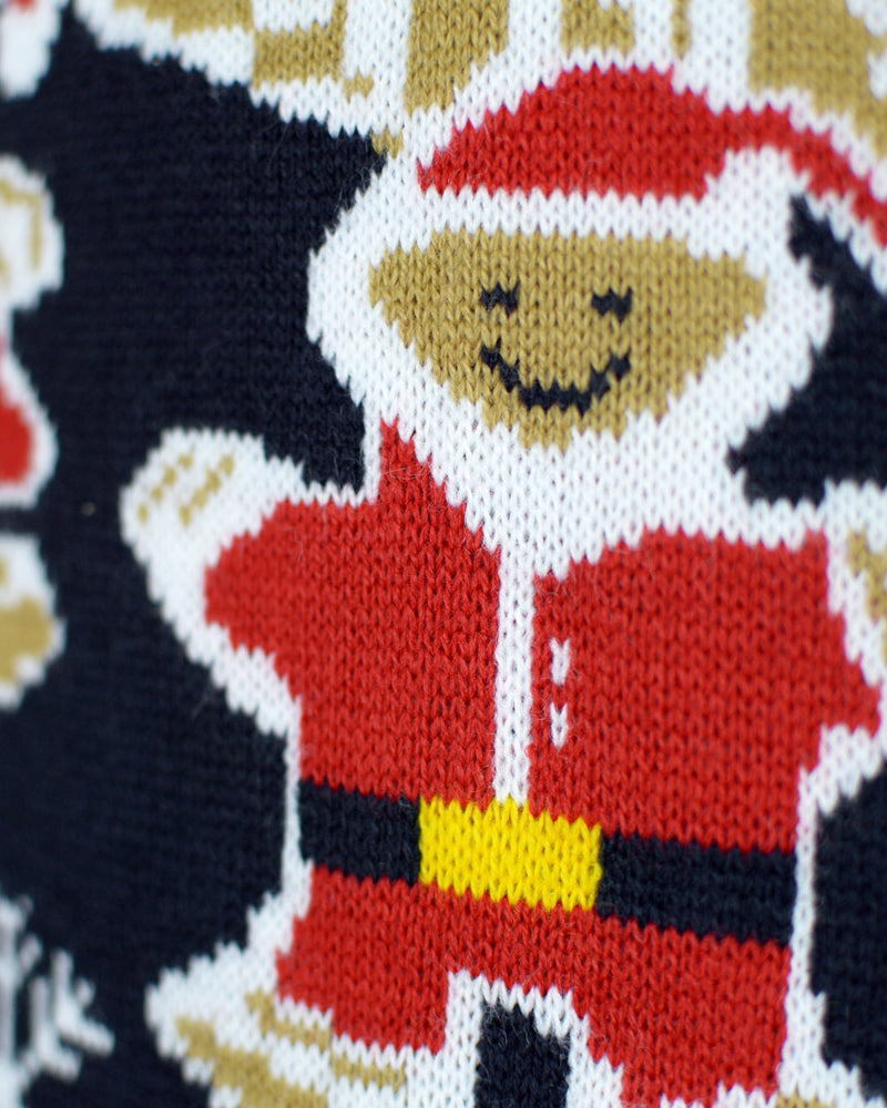 LED light-up Family Christmas Jumper with Gingerbread House Detail